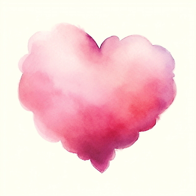 JPG 구름 일러스트 붓터치 수채화 사람없음 빨간색 하트 번짐 국내일러스트 AI일러스트 AI콘텐츠 자연요소 모양 컬러 파일형식 효과