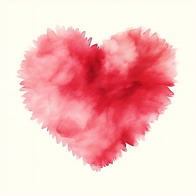 JPG 구름 일러스트 붓터치 수채화 사람없음 빨간색 하트 번짐 국내일러스트 AI일러스트 AI콘텐츠 자연요소 모양 컬러 파일형식 효과