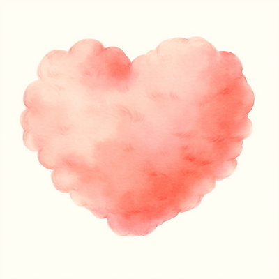 JPG 구름 분홍색 일러스트 붓터치 수채화 사람없음 하트 번짐 국내일러스트 AI일러스트 AI콘텐츠 자연요소 모양 컬러 파일형식 효과