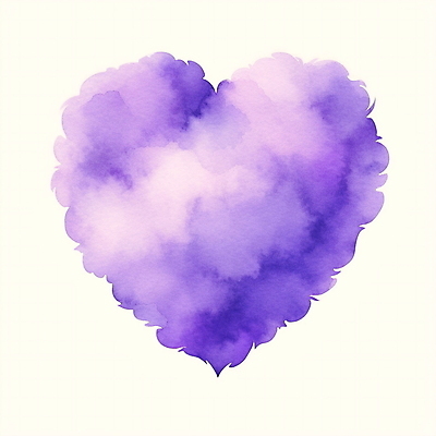 JPG 구름 일러스트 붓터치 수채화 사람없음 보라색 하트 번짐 국내일러스트 AI일러스트 AI콘텐츠 자연요소 모양 컬러 파일형식 효과