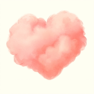 JPG 구름 분홍색 일러스트 붓터치 수채화 사람없음 하트 번짐 국내일러스트 AI일러스트 AI콘텐츠 자연요소 모양 컬러 파일형식 효과