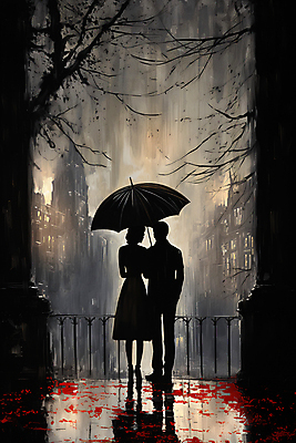 JPG 전신 편집이미지 커플 여자 남자 실루엣 낙엽 가로등 우산 거리 들기 풍경 성인 두명 마주보기 어둠 나뭇가지 비 디지털합성 성인만 편집실사 자연요소 나무 공공시설 잎 관계 모션 날씨 촬영기법 사람 CG 파일형식