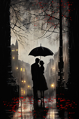 JPG 전신 편집이미지 커플 여자 남자 실루엣 낙엽 가로등 우산 거리 들기 풍경 성인 두명 마주보기 어둠 나뭇가지 비 디지털합성 성인만 편집실사 자연요소 나무 공공시설 잎 관계 모션 날씨 촬영기법 사람 CG 파일형식
