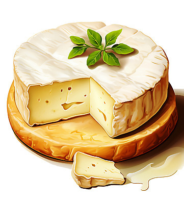 PSD 접시 음식 조각 일러스트 단면 치즈 유제품 사람없음 흐름 허브 까망베르치즈 국내일러스트 식물 식기 컨셉 파일형식