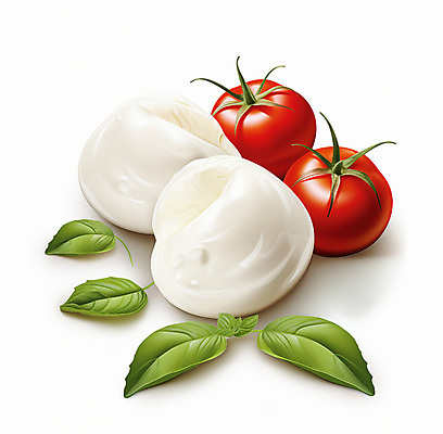 PSD 음식 일러스트 방울토마토 치즈 유제품 사람없음 허브 크림치즈 부라타치즈 국내일러스트 식물 토마토 파일형식