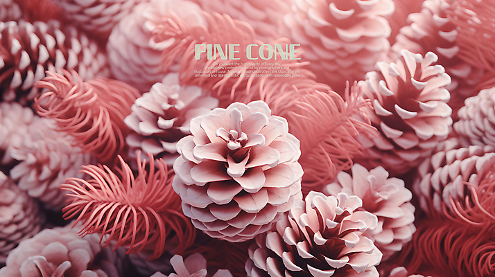 PSD 편집이미지 분홍색 백그라운드 사람없음 풀잎 가득함 솔방울 이미지편집 컬러 잎 풀_식물 파일형식