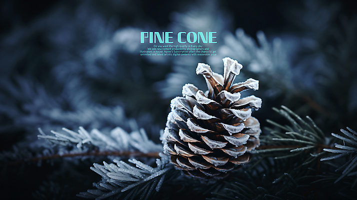 PSD 편집이미지 백그라운드 겨울 사람없음 남색 서리 솔방울 블러효과 눈덮임 이미지편집 계절 컬러 컨셉 블러 파일형식 효과