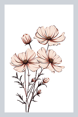 PSD 잎 일러스트 가을꽃 사람없음 가을 꽃봉오리 코스모스 연분홍색 국내일러스트 식물 계절 꽃 분홍색 파일형식 가을_계절