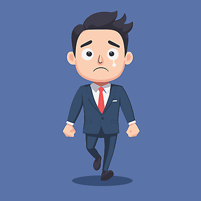 전신 남자 일러스트 한명 정장 성인 파란색 걷기 슬픔 비즈니스맨 찡그림 비즈니스캐릭터 눈물 성인남자한명만 일러캐릭터 AI파일 캐릭터 1 옷 감정 컬러 비즈니스 모션 표정 사람 직장인 남자한명만 성인남자만 파일형식 벡터