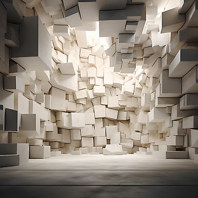 JPG 편집이미지 백그라운드 사람없음 빛 인테리어 사각형 공간 흰색 디지털합성 대리석 기하학 울퉁불퉁 비어있는 편집실사 AI컴퓨터그래픽 AI콘텐츠 도형 디자인 컬러 무늬 재료 CG 파일형식