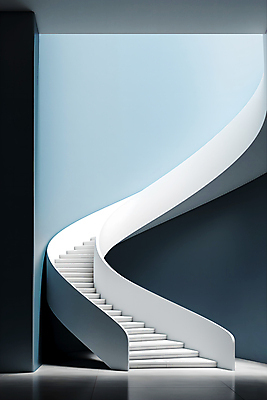 JPG 편집이미지 하늘색 백그라운드 사람없음 빛 인테리어 계단 공간 디지털합성 상승 비어있는 편집실사 AI포토 AI콘텐츠 디자인 컨셉 파란색 CG 파일형식