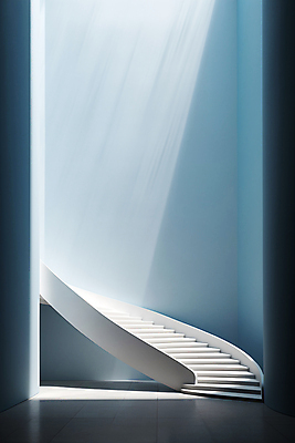 JPG 편집이미지 하늘색 백그라운드 사람없음 빛 인테리어 계단 공간 디지털합성 상승 비어있는 편집실사 AI포토 AI콘텐츠 디자인 컨셉 파란색 CG 파일형식