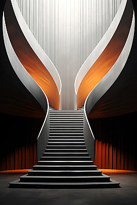 JPG 편집이미지 백그라운드 사람없음 빛 인테리어 계단 공간 디지털합성 상승 비어있는 편집실사 AI포토 AI콘텐츠 디자인 컨셉 CG 파일형식