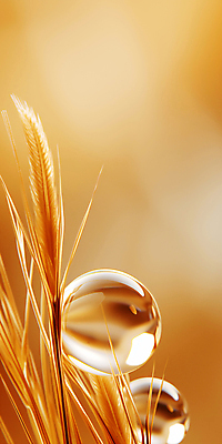 JPG 편집이미지 세로배너 백그라운드 사람없음 금색 물방울 원형 풀 디지털합성 보리 이삭 편집실사 AI컴퓨터그래픽 AI콘텐츠 도형 식물 배너 컬러 곡류 세로 CG 파일형식