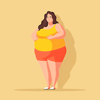 JPG 전신 여자 일러스트 한명 서기 웃음 성인 노란색 비만 감싸기 과체중 성인여자한명만 국내일러스트 AI일러스트 AI콘텐츠 1 컬러 모션 표정 사람 몸무게 몸매 여자한명만 성인여자만 파일형식