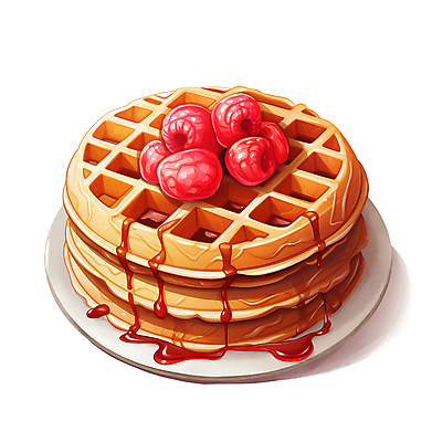 PSD 접시 음식 일러스트 사람없음 흐름 달콤 산딸기 와플 딸기시럽 국내일러스트 식기 컨셉 과일 디저트 맛 시럽 파일형식