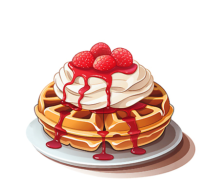 PSD 접시 음식 일러스트 사람없음 흐름 달콤 생크림 산딸기 와플 딸기시럽 휘핑크림 국내일러스트 식기 컨셉 과일 디저트 맛 크림 시럽 휘핑 파일형식