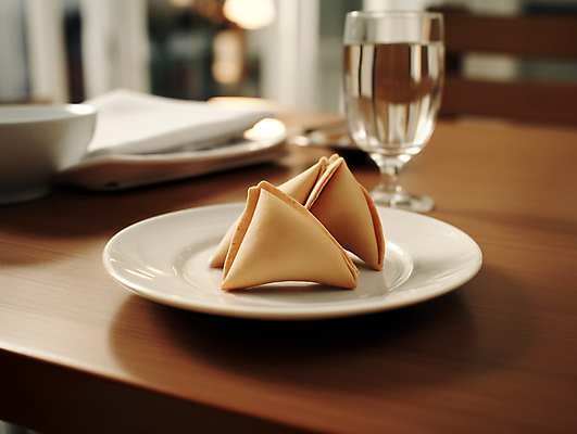 JPG 편집이미지 접시 디저트 잔 사람없음 행운 디지털합성 나무탁자 포춘쿠키 편집실사 AI포토 AI콘텐츠 식기 음식 컨셉 탁자 쿠키 CG 파일형식