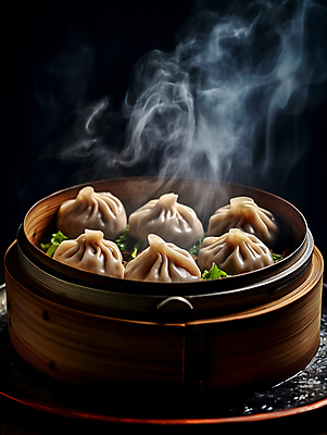 JPG 편집이미지 요리 사람없음 중식 중국 연기 디지털합성 딤섬 대나무찜기 편집실사 AI포토 AI콘텐츠 아시아 음식 CG 찜기 파일형식