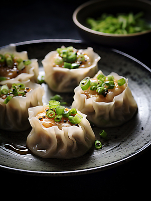 JPG 편집이미지 접시 요리 사람없음 중식 중국 디지털합성 딤섬 파 편집실사 AI포토 AI콘텐츠 식기 아시아 음식 채소 CG 파일형식