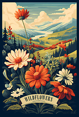 PSD 구름 편집이미지 포스터 리본 자연 하늘 산 풍경 사람없음 들꽃 풀 이미지편집 자연요소 식물 꽃 생태계 파일형식