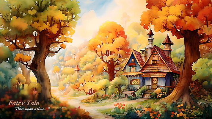 PSD 나무 편집이미지 단풍나무 동화 주택 풍경 사람없음 마을 가을 풀 숲 디지털합성 숲길 편집소스 동심 이미지편집 식물 계절 길 단풍 건물 파일형식