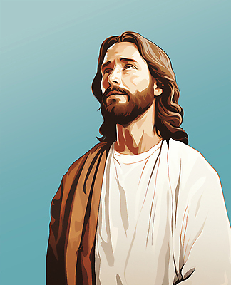 PSD 남자 기독교 일러스트 한명 상반신 성인 올려보기 예수 성인남자한명만 국내일러스트 1 종교 모션 사람 신_종교 남자한명만 성인남자만 파일형식