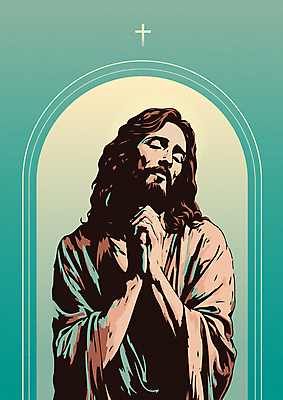 남자 기독교 십자가 일러스트 한명 상반신 성인 눈감음 기도 예수 아치 손모으기 민트색 성인남자한명만 국내일러스트 AI파일 1 종교 컬러 모션 사람 손짓 신_종교 남자한명만 성인남자만 파일형식 벡터