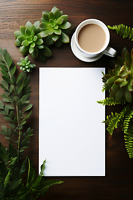 JPG 편집이미지 종이 커피 잎 프레임 사람없음 하이앵글 사각형 풀 커피잔 다육식물 카피스페이스 편집실사 AI포토 AI콘텐츠 도형 식물 음료 뷰포인트 잔 공백 CG 파일형식