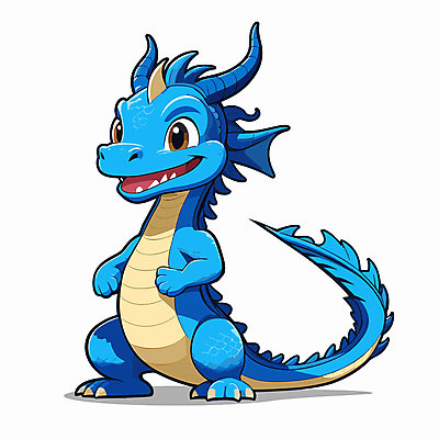 한마리 일러스트 미소 사람없음 파란색 용띠 용 용캐릭터 청룡 2024년 갑진년 청룡캐릭터 일러캐릭터 AI파일 캐릭터 1 컬러 표정 십이지신 연도 파일형식 벡터 사방신