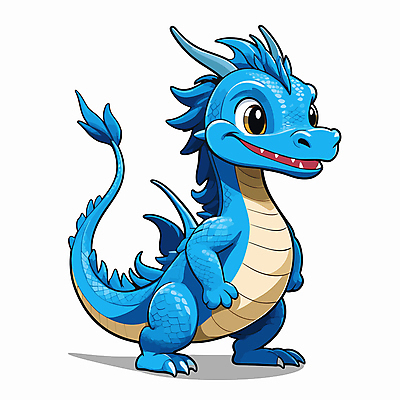 한마리 일러스트 미소 사람없음 파란색 용띠 용 용캐릭터 청룡 2024년 갑진년 청룡캐릭터 일러캐릭터 AI파일 캐릭터 1 컬러 표정 십이지신 연도 파일형식 벡터 사방신