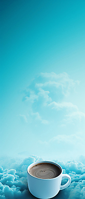 JPG 구름 편집이미지 커피 하늘 사람없음 파란색 커피잔 카피스페이스 편집실사 AI포토 AI콘텐츠 자연요소 음료 컬러 잔 공백 CG 파일형식
