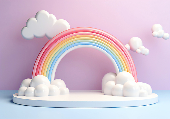 JPG 구름 편집이미지 백그라운드 무지개 사람없음 3D 디지털합성 단상 포디움 편집3D AI컴퓨터그래픽 AI콘텐츠 자연요소 무대 파일형식