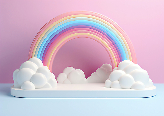 JPG 구름 편집이미지 백그라운드 무지개 사람없음 3D 디지털합성 단상 포디움 편집3D AI컴퓨터그래픽 AI콘텐츠 자연요소 무대 파일형식