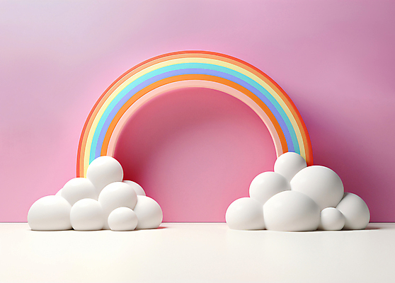 JPG 구름 편집이미지 분홍색 백그라운드 무지개 사람없음 3D 디지털합성 편집3D AI컴퓨터그래픽 AI콘텐츠 자연요소 컬러 파일형식