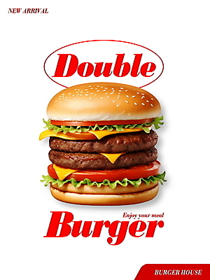 PSD 편집이미지 디자인 포스터 빵 토마토 패스트푸드 서양음식 타이포그라피 사람없음 빨간색 햄버거 흰색 양상추 디지털합성 패티 편집소스 이미지편집 문자 음식 컬러 채소 인스턴트 파일형식