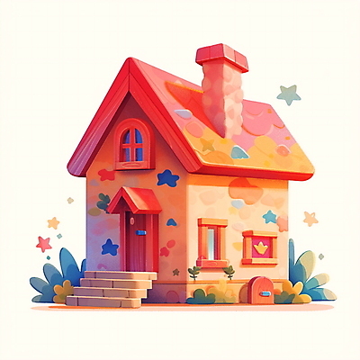 JPG 별 일러스트 창문 동화 수채화 주택 굴뚝 사람없음 풀 아기자기 국내일러스트 AI일러스트 AI콘텐츠 자연요소 식물 컨셉 건물 파일형식