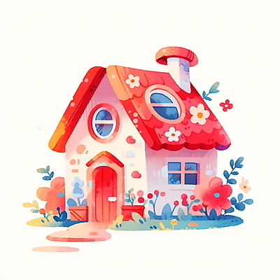 JPG 꽃 일러스트 창문 동화 수채화 주택 굴뚝 사람없음 풀 아기자기 국내일러스트 AI일러스트 AI콘텐츠 식물 컨셉 건물 파일형식