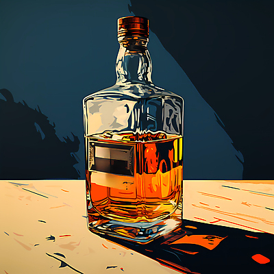 JPG 일러스트 주류 사람없음 빈티지 디지털합성 양주 위스키 위스키병 국내일러스트 AI일러스트 AI콘텐츠 음료 컨셉 파일형식
