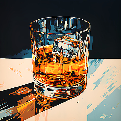 JPG 술잔 일러스트 주류 사람없음 얼음 빈티지 디지털합성 양주 위스키 국내일러스트 AI일러스트 AI콘텐츠 자연요소 음료 컨셉 잔 파일형식