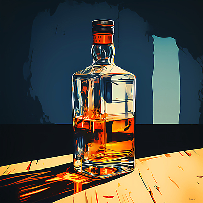 JPG 일러스트 주류 사람없음 빈티지 디지털합성 양주 위스키 위스키병 국내일러스트 AI일러스트 AI콘텐츠 음료 컨셉 파일형식