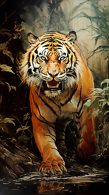 JPG 동물 한마리 일러스트 자연 사람없음 호랑이 디지털합성 맹수 국내일러스트 AI일러스트 AI콘텐츠 1 포유류 생태계 파일형식