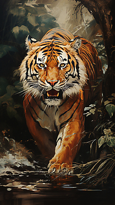 JPG 동물 한마리 일러스트 자연 사람없음 호랑이 디지털합성 맹수 국내일러스트 AI일러스트 AI콘텐츠 1 포유류 생태계 파일형식