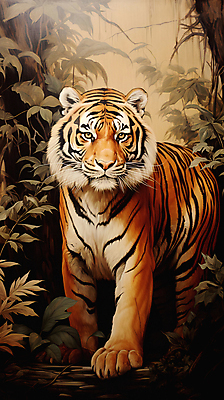 JPG 동물 한마리 일러스트 자연 사람없음 호랑이 디지털합성 맹수 국내일러스트 AI일러스트 AI콘텐츠 1 포유류 생태계 파일형식