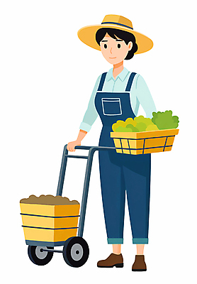 전신 PSD 여자 일러스트 감자 작업복 한명 들기 성인 바구니 농사 수레 잡기 농부 상추 멜빵바지 밀짚모자 귀농 성인여자한명만 국내일러스트 직업 모자_잡화 1 옷 농업 채소 바지 모션 사람 카트 멜빵 여자한명만 성인여자만 파일형식