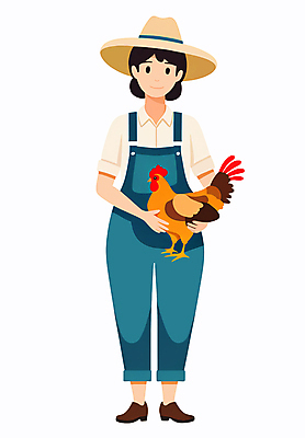 전신 PSD 여자 일러스트 작업복 한명 들기 성인 농사 닭 농부 멜빵바지 밀짚모자 귀농 성인여자한명만 국내일러스트 직업 모자_잡화 1 옷 농업 바지 모션 조류 사람 멜빵 여자한명만 성인여자만 파일형식