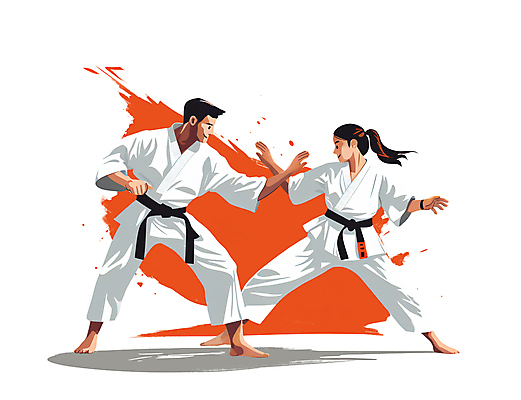 전신 PSD 여자 남자 일러스트 도복 성인 두명 운동 경쟁 격투기 무도 호신술 맞대결 주짓수 성인만 국내일러스트 옷 스포츠 컨셉 건강 사람 파일형식