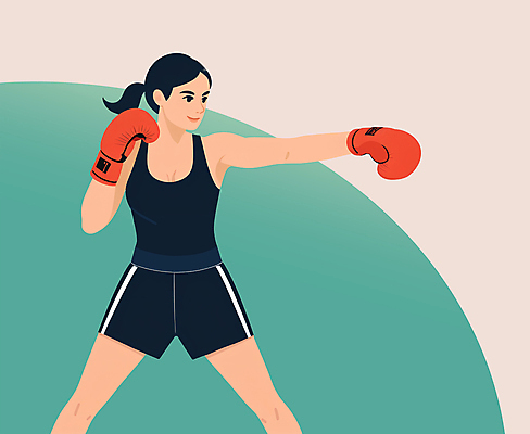 PSD 여자 일러스트 한명 상반신 성인 운동 권투 격투기 무도 권투글러브 펀치 호신술 성인여자한명만 국내일러스트 1 스포츠 모션 건강 사람 글러브 여자한명만 성인여자만 파일형식