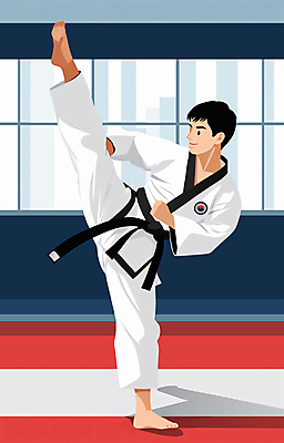 전신 PSD 남자 일러스트 도복 한명 성인 운동 격투기 무도 킥 태권도 체육관 호신술 성인남자한명만 국내일러스트 1 옷 스포츠 모션 건강 사람 남자한명만 성인남자만 파일형식