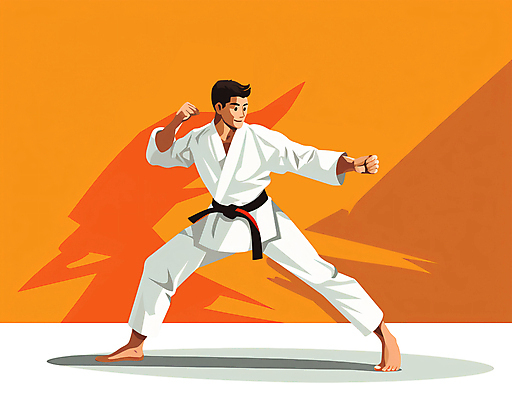 전신 PSD 남자 일러스트 도복 한명 성인 운동 주황색 경쟁 주먹 격투기 무도 태권도 호신술 성인남자한명만 국내일러스트 1 옷 스포츠 컬러 컨셉 모션 건강 사람 남자한명만 성인남자만 파일형식